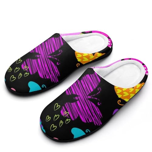 MQPYWLH Bunter Schmetterling Hausschuhe Damen Warme Kunstwolle Memory Foam Slippers Rutschfeste Pantoffeln von MQPYWLH