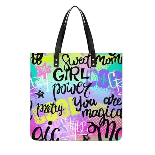 MQPYWLH Buntes Mädchen Damen Shopper Handtasche Umhängetasche Schultertasche Für Büro Schule Einkauf 39x39cm von MQPYWLH