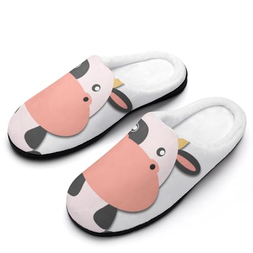 MQPYWLH Cartoon-Kuh Hausschuhe Damen Warme Kunstwolle Memory Foam Slippers Rutschfeste Pantoffeln von MQPYWLH