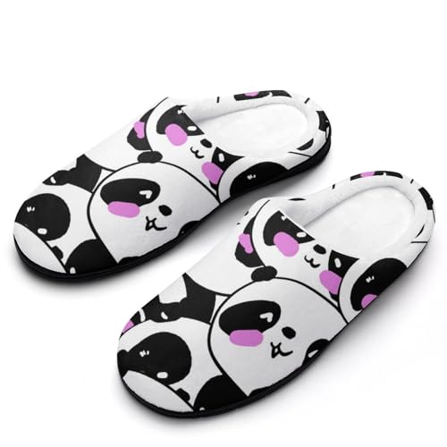 MQPYWLH Cartoon-Panda Hausschuhe Damen Warme Kunstwolle Memory Foam Slippers Rutschfeste Pantoffeln von MQPYWLH