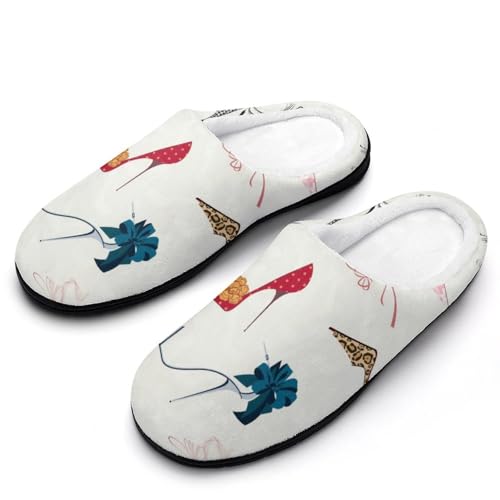 MQPYWLH Damen-High-Heels Hausschuhe Damen Warme Kunstwolle Memory Foam Slippers Rutschfeste Pantoffeln von MQPYWLH