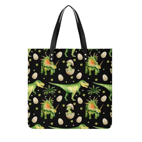 MQPYWLH Dinosaurier Damen Shopper Handtasche Umhängetasche Schultertasche Für Büro Schule Einkauf 39x39cm von MQPYWLH