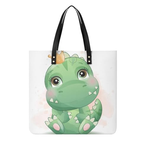 MQPYWLH Dinosaurier Damen Shopper Handtasche Umhängetasche Schultertasche Für Büro Schule Einkauf 39x39cm von MQPYWLH