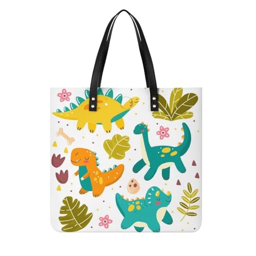 MQPYWLH Dinosaurier Damen Shopper Handtasche Umhängetasche Schultertasche Für Büro Schule Einkauf 39x39cm von MQPYWLH