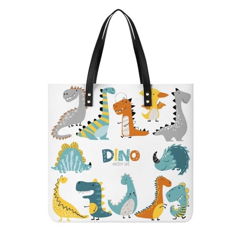 MQPYWLH Dinosaurier Damen Shopper Handtasche Umhängetasche Schultertasche Für Büro Schule Einkauf 39x39cm von MQPYWLH