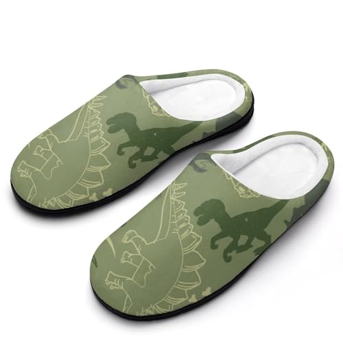 MQPYWLH Dinosaurier Grün Hausschuhe Damen Warme Kunstwolle Memory Foam Slippers Rutschfeste Pantoffeln von MQPYWLH