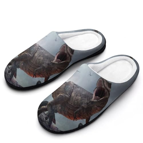 MQPYWLH Dinosaurier Hausschuhe Damen Warme Kunstwolle Memory Foam Slippers Rutschfeste Pantoffeln von MQPYWLH