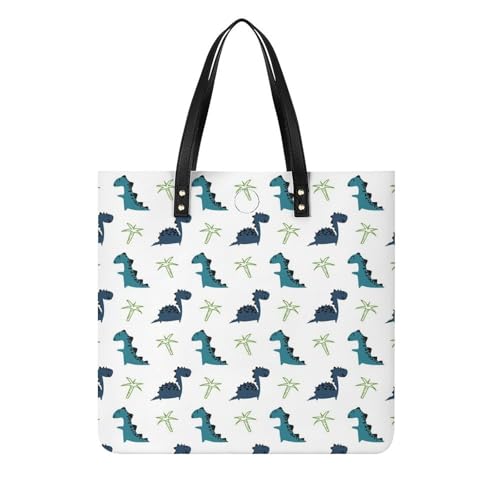 MQPYWLH Dinosaurier Kokosnussbaum Damen Shopper Handtasche Umhängetasche Schultertasche Für Büro Schule Einkauf 39x39cm von MQPYWLH