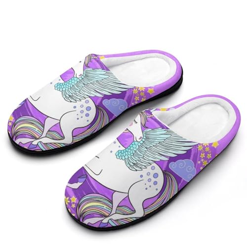 MQPYWLH Einhornflügel Hausschuhe Damen Warme Kunstwolle Memory Foam Slippers Rutschfeste Pantoffeln von MQPYWLH