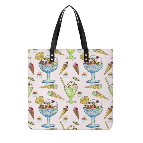 MQPYWLH Eiscreme-Kuchen Damen Shopper Handtasche Umhängetasche Schultertasche Für Büro Schule Einkauf 39x39cm von MQPYWLH