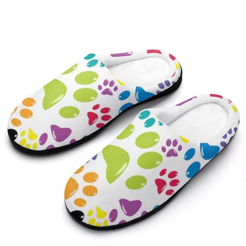 MQPYWLH Farbige Hundespuren Hausschuhe Damen Warme Kunstwolle Memory Foam Slippers Rutschfeste Pantoffeln MQPYWLH Farbige Hundespuren Hausschuhe Damen Warme Kunstwolle Memory Foam Slippers Rutschfeste Pantoffeln von MQPYWLH