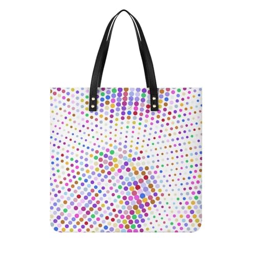 MQPYWLH Farbige Runde Punkte Damen Shopper Handtasche Umhängetasche Schultertasche Für Büro Schule Einkauf 39x39cm von MQPYWLH