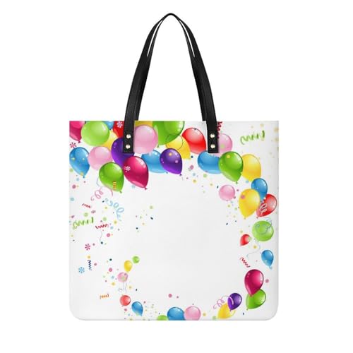 MQPYWLH Farbiger Ballon Damen Shopper Handtasche Umhängetasche Schultertasche Für Büro Schule Einkauf 39x39cm von MQPYWLH