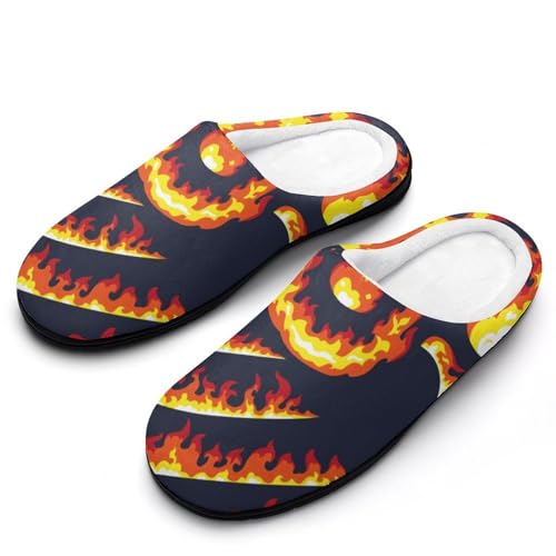 MQPYWLH Feuer Hausschuhe Damen Warme Kunstwolle Memory Foam Slippers Rutschfeste Pantoffeln von MQPYWLH