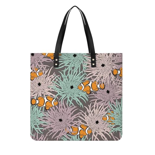 MQPYWLH Fisch Seetang Damen Shopper Handtasche Umhängetasche Schultertasche Für Büro Schule Einkauf 39x39cm von MQPYWLH
