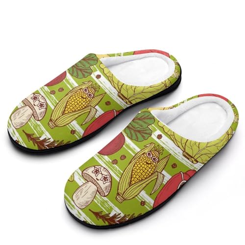 MQPYWLH Gemüse Hausschuhe Damen Warme Kunstwolle Memory Foam Slippers Rutschfeste Pantoffeln von MQPYWLH
