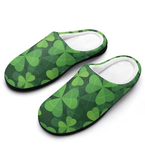 MQPYWLH Glücksklee Hausschuhe Damen Warme Kunstwolle Memory Foam Slippers Rutschfeste Pantoffeln von MQPYWLH