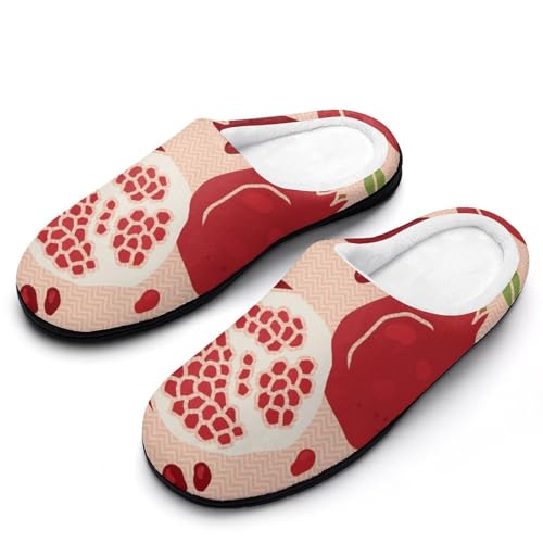 MQPYWLH Granatapfel Hausschuhe Damen Warme Kunstwolle Memory Foam Slippers Rutschfeste Pantoffeln von MQPYWLH