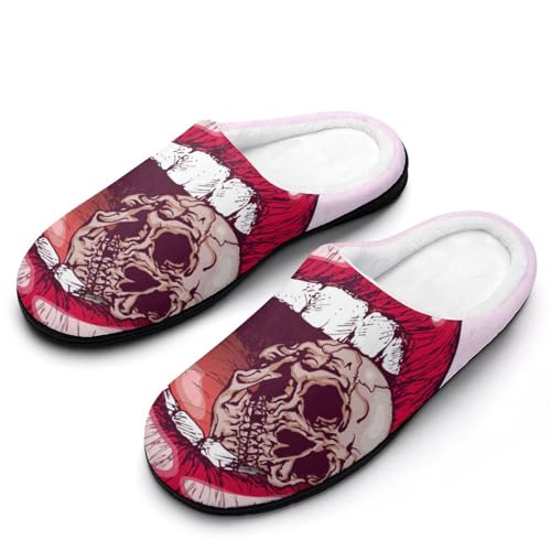 MQPYWLH Gruselige Lippen Totenkopf Hausschuhe Damen Warme Kunstwolle Memory Foam Slippers Rutschfeste Pantoffeln MQPYWLH Gruselige Lippen Totenkopf Hausschuhe Damen Warme Kunstwolle Memory Foam Slippers Rutschfeste Pantoffeln von MQPYWLH