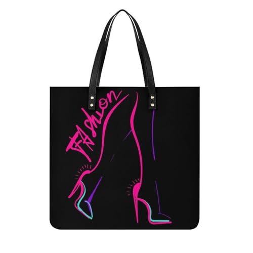 MQPYWLH High Heel Damen Shopper Handtasche Umhängetasche Schultertasche Für Büro Schule Einkauf 39x39cm von MQPYWLH