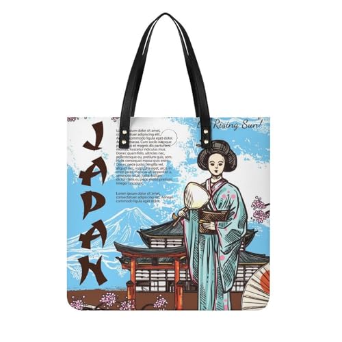 MQPYWLH Japan Damen Shopper Handtasche Umhängetasche Schultertasche Für Büro Schule Einkauf 39x39cm von MQPYWLH
