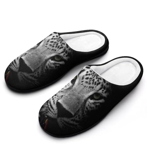 MQPYWLH Leopard Hausschuhe Damen Warme Kunstwolle Memory Foam Slippers Rutschfeste Pantoffeln von MQPYWLH