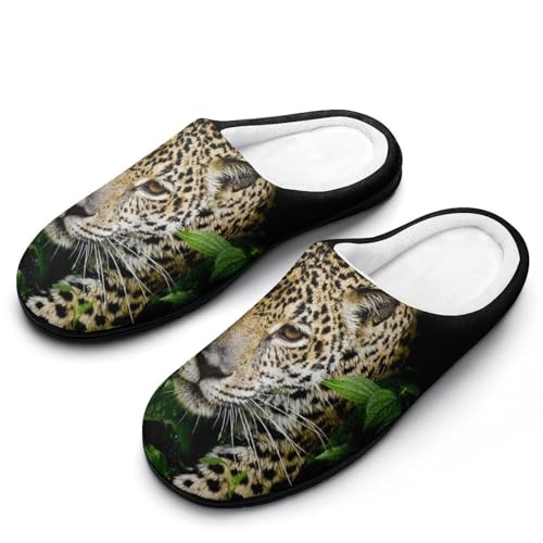 MQPYWLH Leopard Hausschuhe Damen Warme Kunstwolle Memory Foam Slippers Rutschfeste Pantoffeln von MQPYWLH