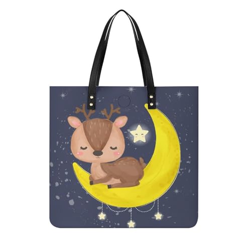 MQPYWLH Liebenswerter Hirsch Damen Shopper Handtasche Umhängetasche Schultertasche Für Büro Schule Einkauf 39x39cm MQPYWLH Liebenswerter Hirsch Damen Shopper Handtasche Umhängetasche Schultertasche Für Büro Schule Einkauf 39x39cm von MQPYWLH