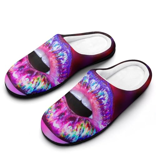 MQPYWLH Lila Glitzerlippen Hausschuhe Damen Warme Kunstwolle Memory Foam Slippers Rutschfeste Pantoffeln MQPYWLH Lila Glitzerlippen Hausschuhe Damen Warme Kunstwolle Memory Foam Slippers Rutschfeste Pantoffeln von MQPYWLH