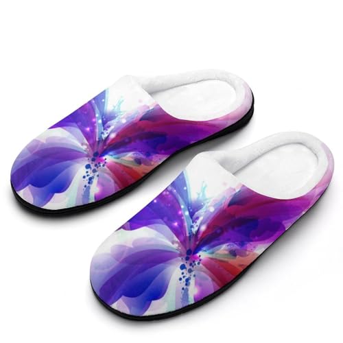 MQPYWLH Lila Schmetterling Hausschuhe Damen Warme Kunstwolle Memory Foam Slippers Rutschfeste Pantoffeln von MQPYWLH