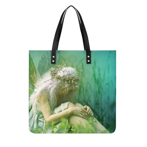 MQPYWLH Mädchen Mit Flügeln Damen Shopper Handtasche Umhängetasche Schultertasche Für Büro Schule Einkauf 39x39cm von MQPYWLH