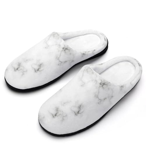 MQPYWLH Marmor Hausschuhe Damen Warme Kunstwolle Memory Foam Slippers Rutschfeste Pantoffeln von MQPYWLH