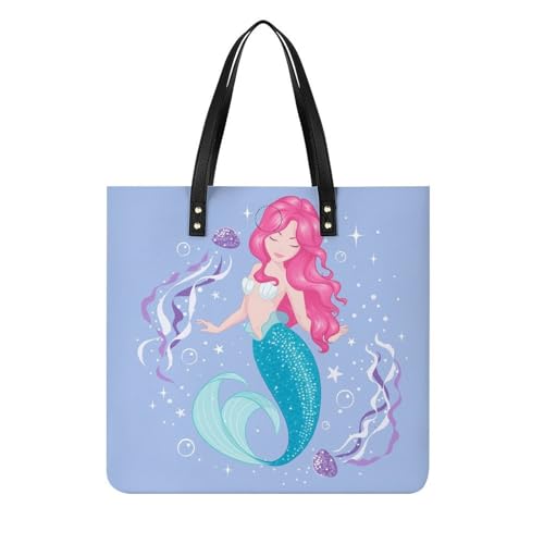 MQPYWLH Meerjungfrau Damen Shopper Handtasche Umhängetasche Schultertasche Für Büro Schule Einkauf 39x39cm von MQPYWLH