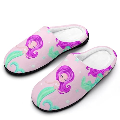 MQPYWLH Meerjungfrau Hausschuhe Damen Warme Kunstwolle Memory Foam Slippers Rutschfeste Pantoffeln von MQPYWLH