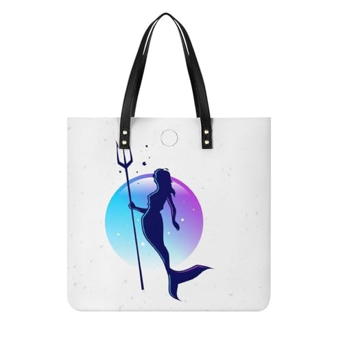 MQPYWLH Meerjungfrau Lila Damen Shopper Handtasche Umhängetasche Schultertasche Für Büro Schule Einkauf 39x39cm von MQPYWLH