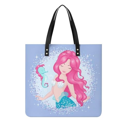MQPYWLH Meerjungfrau-Oktopus Damen Shopper Handtasche Umhängetasche Schultertasche Für Büro Schule Einkauf 39x39cm von MQPYWLH