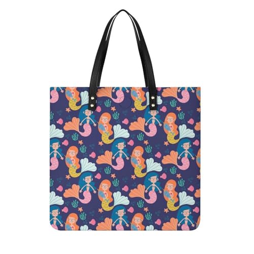 MQPYWLH Meerjungfrauen Mädchen Damen Shopper Handtasche Umhängetasche Schultertasche Für Büro Schule Einkauf 39x39cm von MQPYWLH