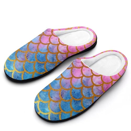 MQPYWLH Meerjungfrauenflosse Hausschuhe Damen Warme Kunstwolle Memory Foam Slippers Rutschfeste Pantoffeln von MQPYWLH
