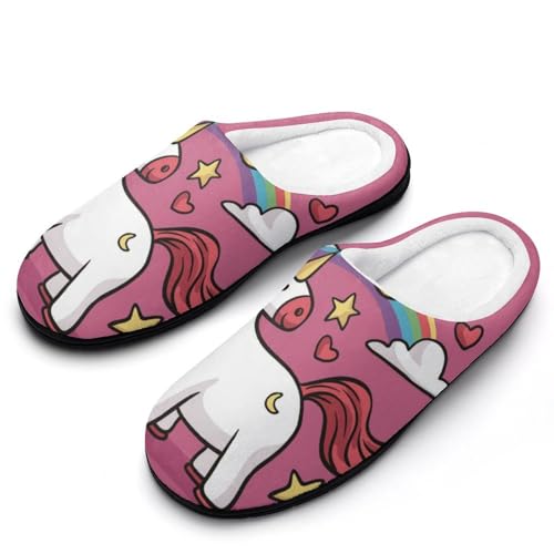 MQPYWLH Mond Einhorn Hausschuhe Damen Warme Kunstwolle Memory Foam Slippers Rutschfeste Pantoffeln MQPYWLH Mond Einhorn Hausschuhe Damen Warme Kunstwolle Memory Foam Slippers Rutschfeste Pantoffeln von MQPYWLH