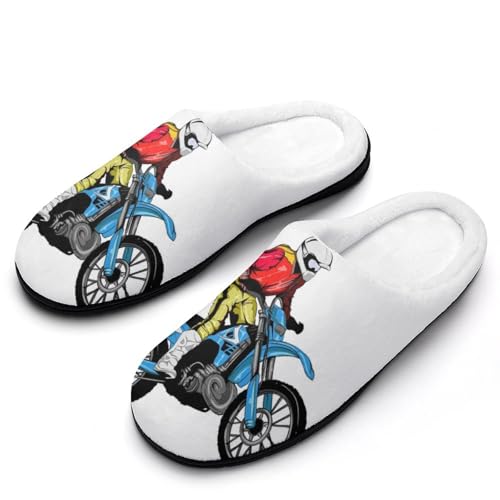 MQPYWLH Motorrad Hausschuhe Damen Warme Kunstwolle Memory Foam Slippers Rutschfeste Pantoffeln von MQPYWLH