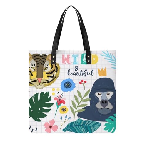 MQPYWLH Orang-Utan Tiger Damen Shopper Handtasche Umhängetasche Schultertasche Für Büro Schule Einkauf 39x39cm von MQPYWLH