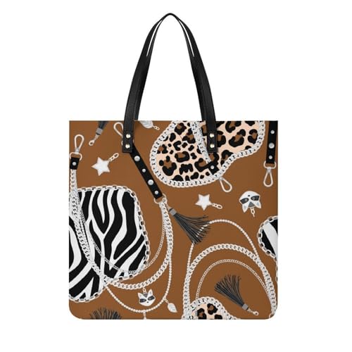 MQPYWLH Ornament Braun Damen Shopper Handtasche Umhängetasche Schultertasche Für Büro Schule Einkauf 39x39cm von MQPYWLH