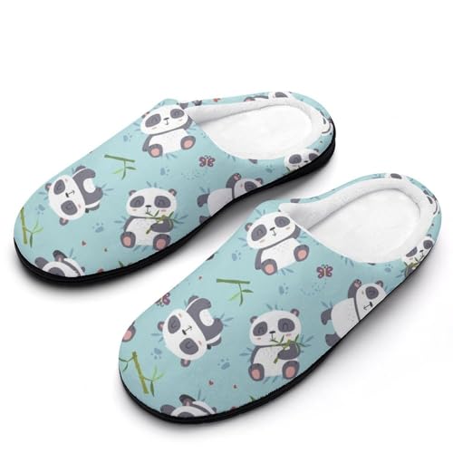 MQPYWLH Panda Hausschuhe Damen Warme Kunstwolle Memory Foam Slippers Rutschfeste Pantoffeln von MQPYWLH