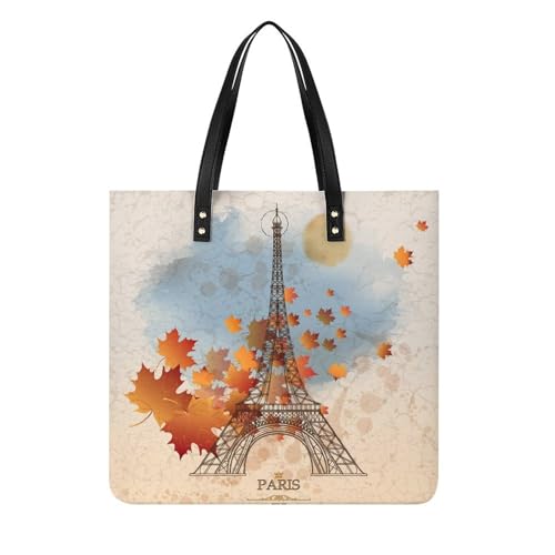 MQPYWLH Pariser Eiffel-Ahorn Damen Shopper Handtasche Umhängetasche Schultertasche Für Büro Schule Einkauf 39x39cm MQPYWLH Pariser Eiffel-Ahorn Damen Shopper Handtasche Umhängetasche Schultertasche Für Büro Schule Einkauf 39x39cm von MQPYWLH
