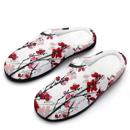 MQPYWLH Pflaumenblüte Hausschuhe Damen Warme Kunstwolle Memory Foam Slippers Rutschfeste Pantoffeln MQPYWLH Pflaumenblüte Hausschuhe Damen Warme Kunstwolle Memory Foam Slippers Rutschfeste Pantoffeln von MQPYWLH