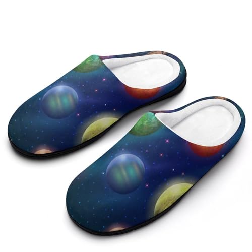 MQPYWLH Planet Planet Hausschuhe Damen Warme Kunstwolle Memory Foam Slippers Rutschfeste Pantoffeln von MQPYWLH