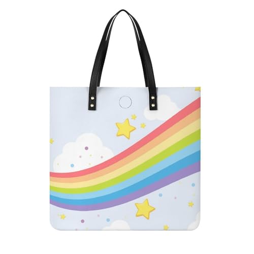MQPYWLH Regenbogen Damen Shopper Handtasche Umhängetasche Schultertasche Für Büro Schule Einkauf 39x39cm von MQPYWLH