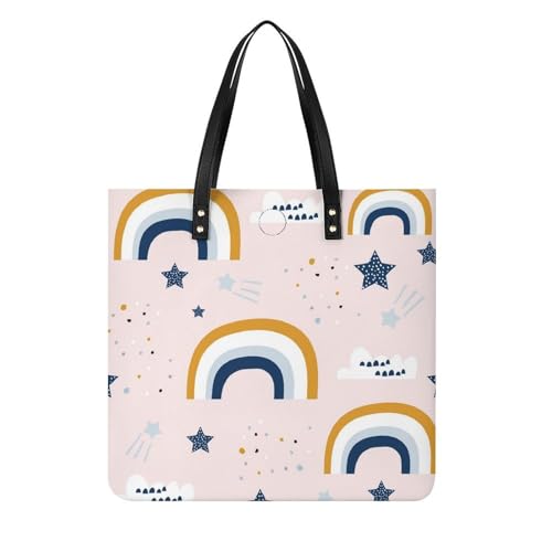 MQPYWLH Regenbogen Damen Shopper Handtasche Umhängetasche Schultertasche Für Büro Schule Einkauf 39x39cm von MQPYWLH