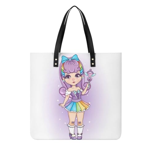 MQPYWLH Regenbogen-Mädchen Damen Shopper Handtasche Umhängetasche Schultertasche Für Büro Schule Einkauf 39x39cm von MQPYWLH