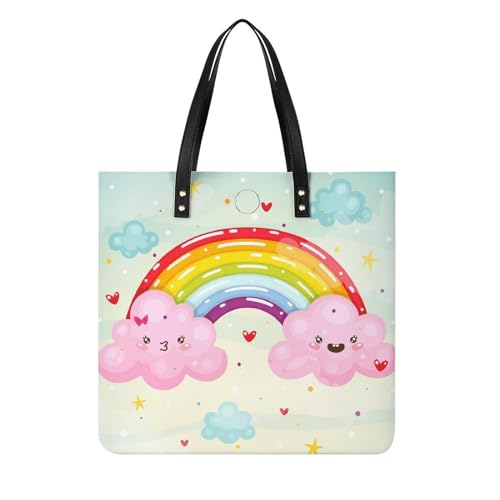 MQPYWLH Regenbogen-Wolken Damen Shopper Handtasche Umhängetasche Schultertasche Für Büro Schule Einkauf 39x39cm MQPYWLH Regenbogen-Wolken Damen Shopper Handtasche Umhängetasche Schultertasche Für Büro Schule Einkauf 39x39cm von MQPYWLH